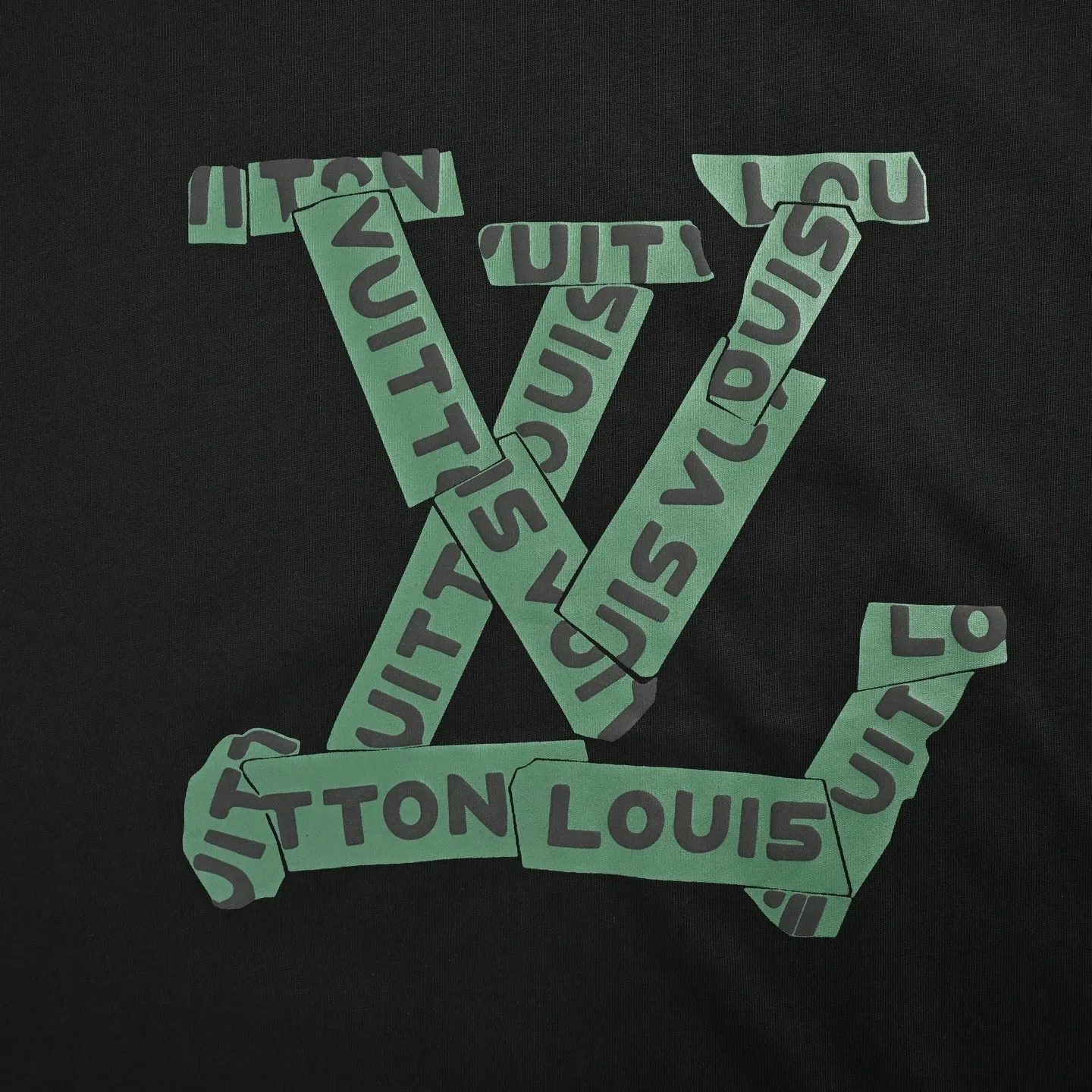Louis Vuitton/Louis Vuitton green tape presbyopic print short sleeves